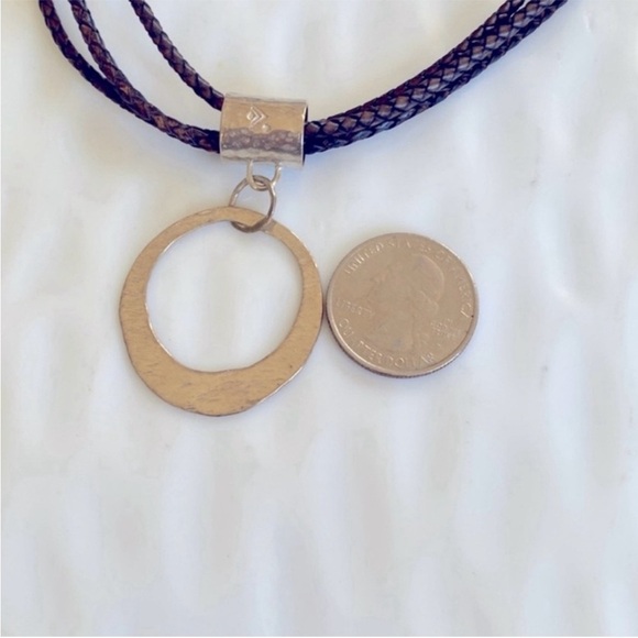 Silpada 3 Strand Brown Leather sterling Pendant  17.5” long  N1499 - Picture 5 of 7